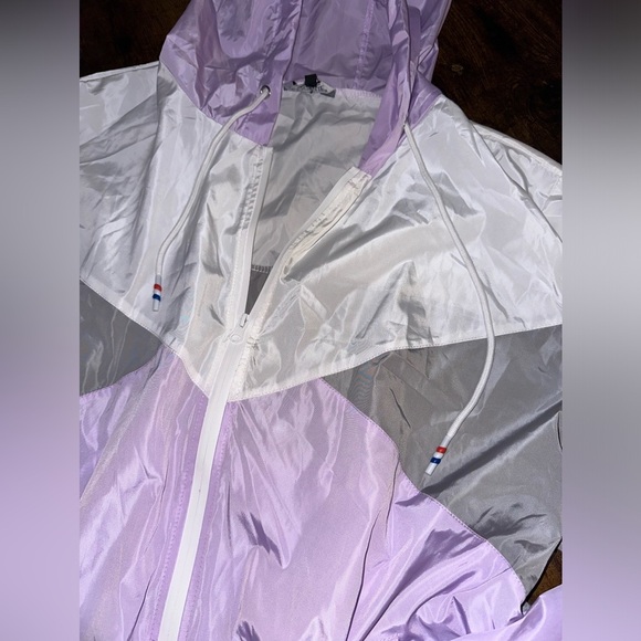 Waterproof‎ rain jacket Raincoat packable Women's Lavender and White - Picture 4 of 9